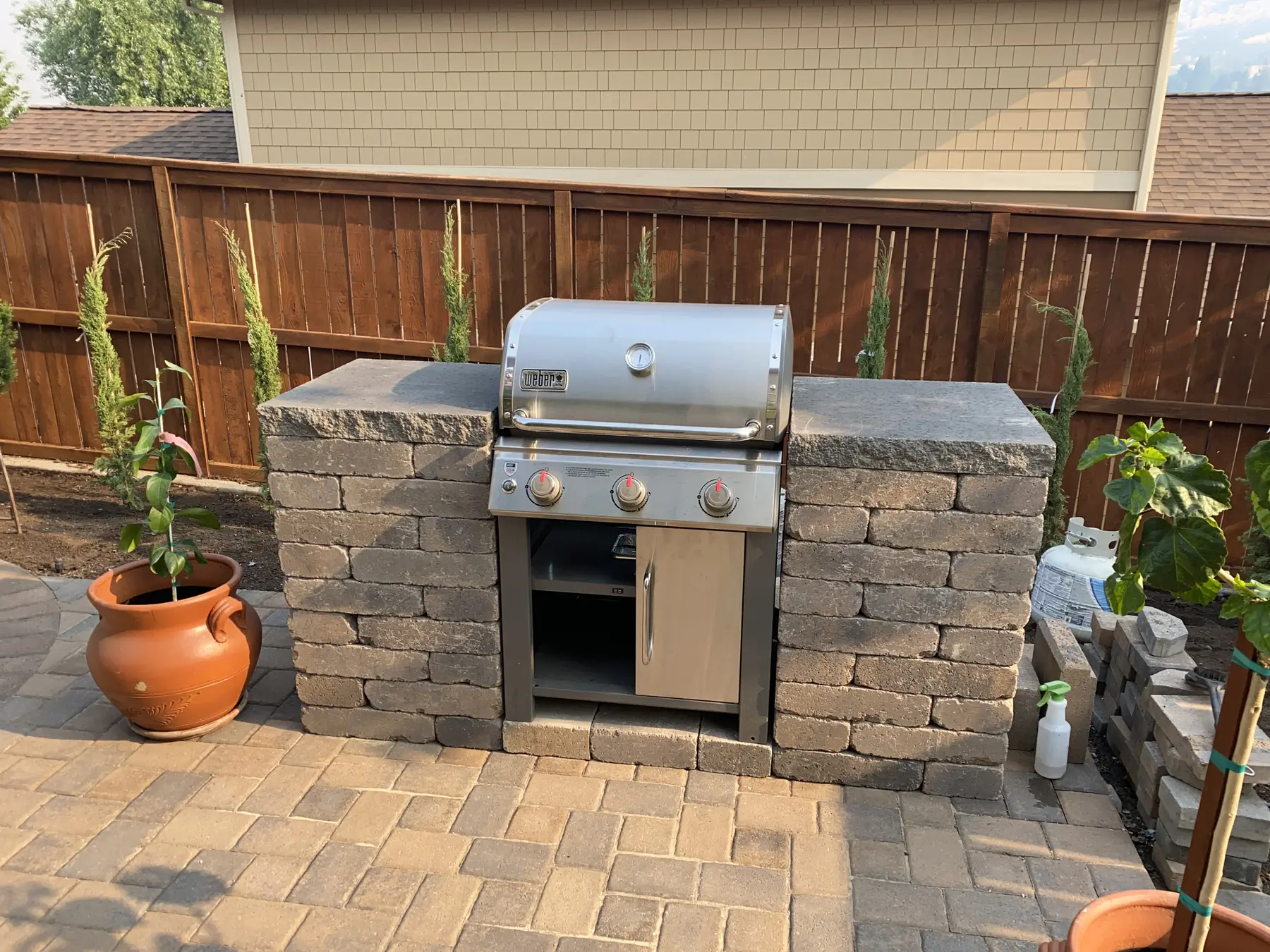 Paver patio and outdoor kitchen completed by Element Paver patio and outdoor kitchen completed by Element